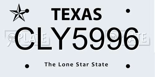 CLY5996 Texas License Plate