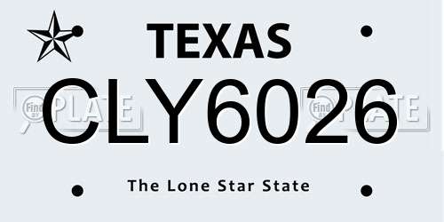 CLY6026 Texas License Plate