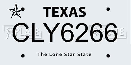 CLY6266 Texas License Plate