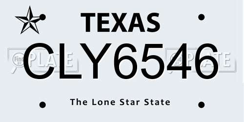 CLY6546 Texas License Plate