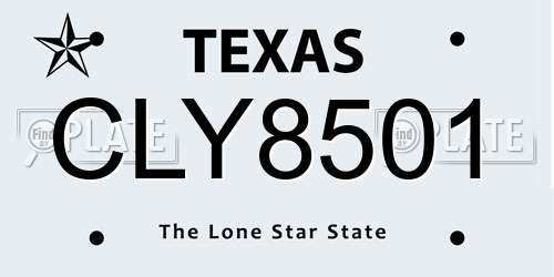 CLY8501 Texas License Plate