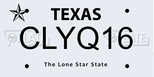CLYQ16 Texas License Plate