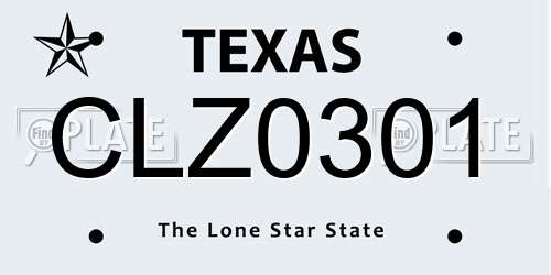 CLZ0301 Texas License Plate