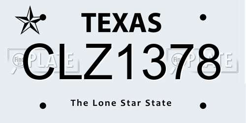 CLZ1378 Texas License Plate