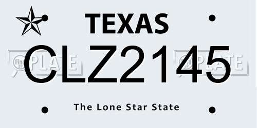 CLZ2145 Texas License Plate