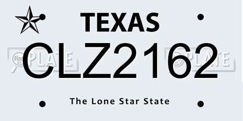 CLZ2162 Texas License Plate