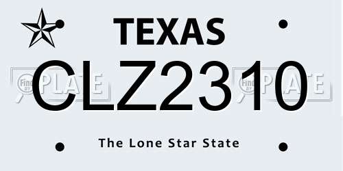 CLZ2310 Texas License Plate