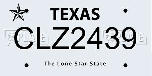 CLZ2439 Texas License Plate