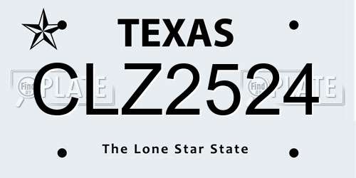 CLZ2524 Texas License Plate