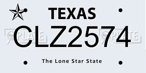 CLZ2574 Texas License Plate