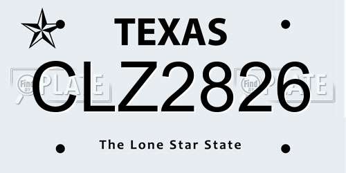 CLZ2826 Texas License Plate