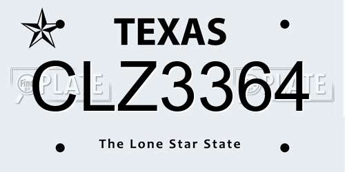 CLZ3364 Texas License Plate