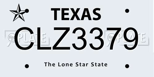 CLZ3379 Texas License Plate
