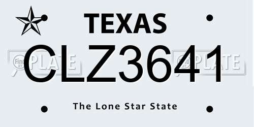 CLZ3641 Texas License Plate
