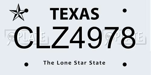 CLZ4978 Texas License Plate