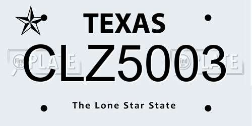 CLZ5003 Texas License Plate