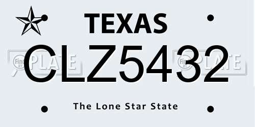 CLZ5432 Texas License Plate