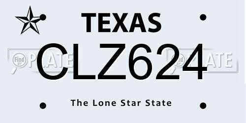 CLZ624 Texas License Plate