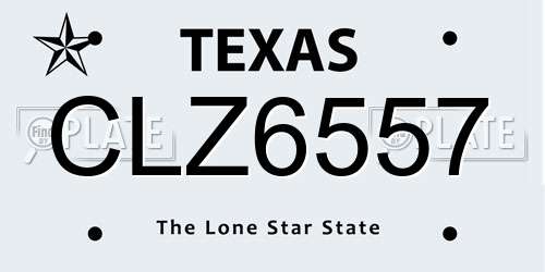 CLZ6557 Texas License Plate