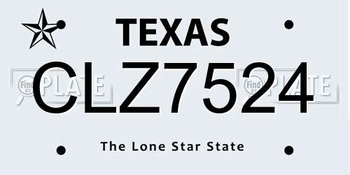 CLZ7524 Texas License Plate