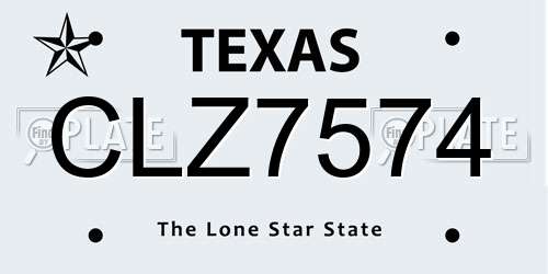 CLZ7574 Texas License Plate