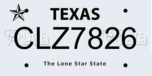 CLZ7826 Texas License Plate