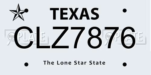 CLZ7876 Texas License Plate