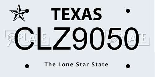 CLZ9050 Texas License Plate