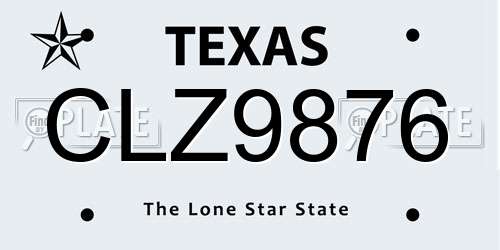 CLZ9876 Texas License Plate