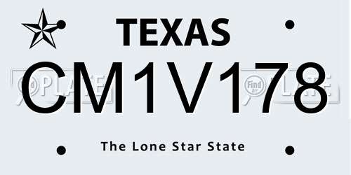 CM1V178 Texas License Plate