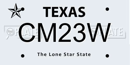 CM23W Texas License Plate