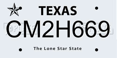 CM2H669 Texas License Plate