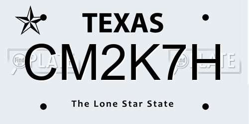 CM2K7H Texas License Plate