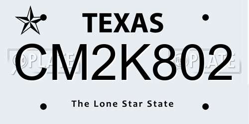 CM2K802 Texas License Plate