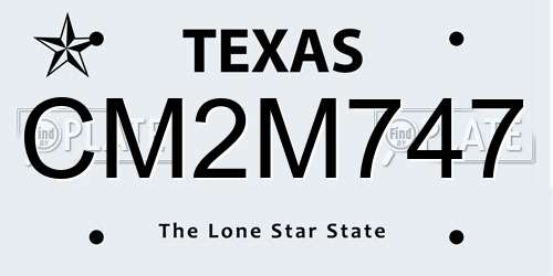 CM2M747 Texas License Plate