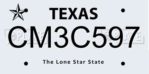 CM3C597 Texas License Plate