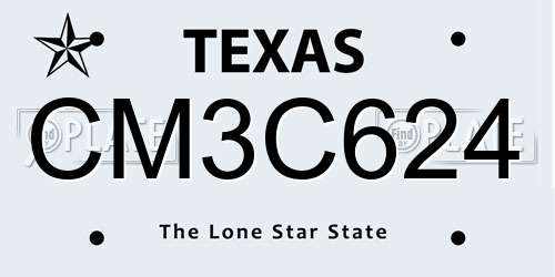 CM3C624 Texas License Plate