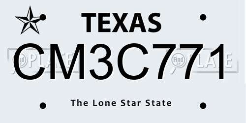 CM3C771 Texas License Plate