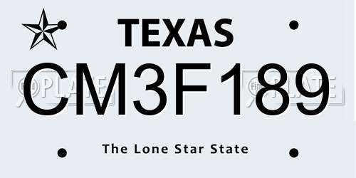 CM3F189 Texas License Plate