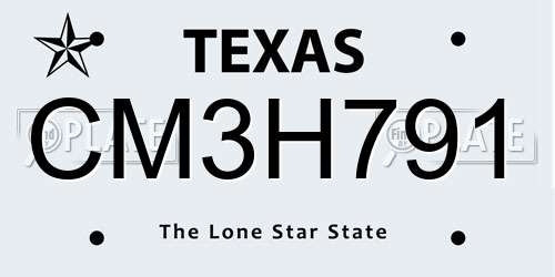 CM3H791 Texas License Plate