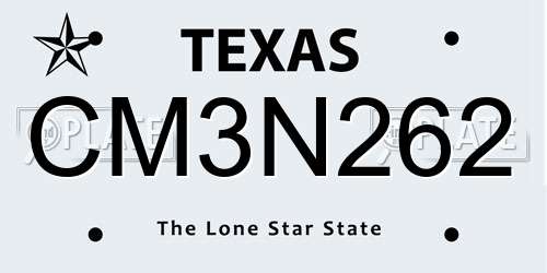 CM3N262 Texas License Plate
