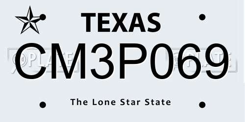 CM3P069 Texas License Plate