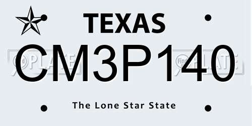 CM3P140 Texas License Plate