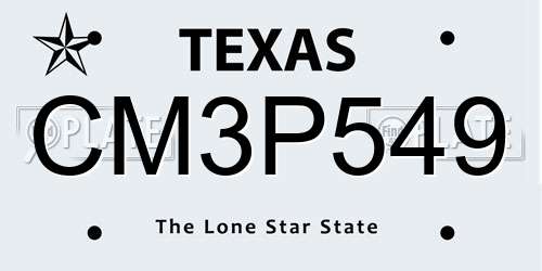 CM3P549 Texas License Plate