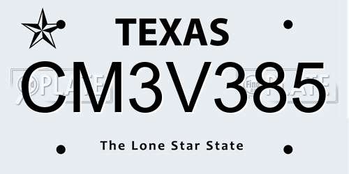 CM3V385 Texas License Plate