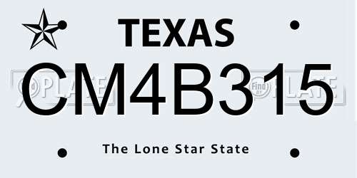 CM4B315 Texas License Plate