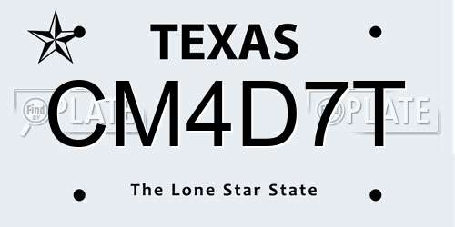 CM4D7T Texas License Plate
