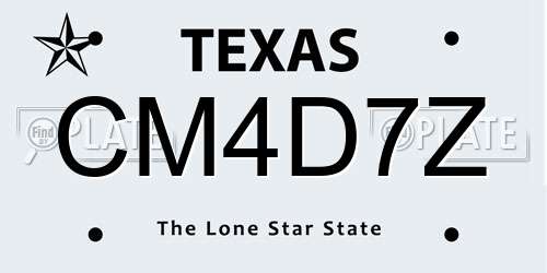 CM4D7Z Texas License Plate
