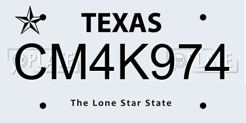 CM4K974 Texas License Plate