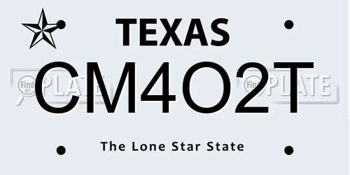 CM4O2T Texas License Plate